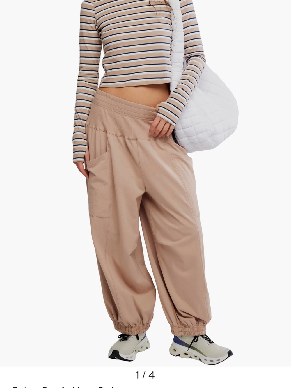 NWT FP Movement by Free People Up In The Air Set in Sand/Navy Size Large